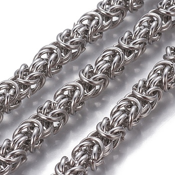 304 Stainless Steel Byzantine Chains, Unwelded, Stainless Steel Color, 6mm