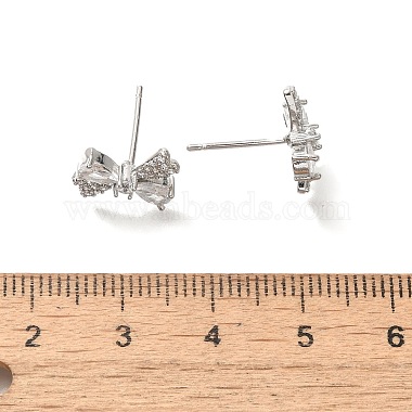 Brass Cubic Zirconia Stud Earrings(EJEW-M048-04P)-3