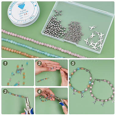 CHGCRAFT DIY Awareness Ribbon Charm Bracelet Making Kit(DIY-CA0003-73)-5