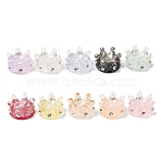 Transparent Resin & Crystal Rhinestone Beads, Crown, with Glitter Powder, Mixed Color, 12x7mm, Hole: 2mm(RESI-G119-11)