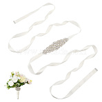 1Pc Plastic & Alloy & Polyester & Rhinestone Flower Bouquet Ribbon, Suitable for Gift Giving Decoration, White, 2690mm(DIY-FG0010-32)