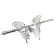 Tibetan Style Alloy Butterfly Hair Sticks, Hollow Hair Ponytail Holder, for DIY Nordic Viking Style Hair Stick Accessories, Antique Silver, 120mm(PW-WGDEFD2-02)