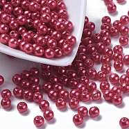 Imitation Pearl Acrylic Beads, Dyed, Round, Red, 8x7.5mm, Hole: 2mm, about 1900pcs/pound(PL610-13)