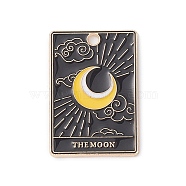 Alloy Pendants, Light Gold, Tarot Charms, The Moon, Black, 28x19x1.5mm, Hole: 2mm(JEWB-D064-01KCG-03)