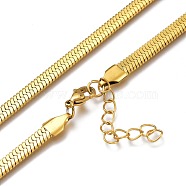 Unisex 304 Stainless Steel Herringbone Chain Necklaces, with Lobster Claw Clasps, Golden, 17.71 inch(45cm), 5mm(NJEW-O119-01B-G)