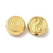 304 Stainless Steel Beads, Flat Round with Yin-yang, Golden, 7x3mm, Hole: 1mm(STAS-I305-146G)