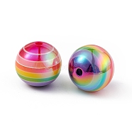 UV Plating Rainbow Iridescent Resin Beads, Round, Colorful, 16x15mm, Hole: 3mm(X-RESI-I048-01E)