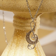 Music Note Pendant Necklaces, Stainless Steel Cable Chain Necklaces for Women(GC1579-2)
