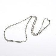 Curb Chain Necklace for Men, 304 Stainless Steel Necklaces, with Lobster Claw Clasps, Faceted, Stainless Steel Color, 23.6 inch(60cm)(NJEW-F027-12)