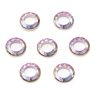 Electroplate Glass Linking Rings, Crystal Cosmic Ring, Prism Ring, Faceted, Back Plated, Round Ring, Plum, 14x4mm, Inner Diameter: 8.5mm(GLAA-A008-04A)