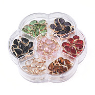K9 Glass Charms, with Light Gold Plated Brass Findings, Teardrop, Faceted, Mixed Color, 13.5x7.5x3.5mm, Hole: 1.8mm(GLAA-N038-21)
