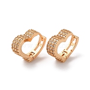 Brass Hoop Earrings with Rhinestone, Heart, Light Gold, 13x4.5x14.5mm(EJEW-K256-88KCG)