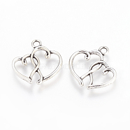 Tibetan Style Alloy Pendants, Cadmium Free & Lead Free, Heart, Antique Silver, 20x19x2mm(TIBEP-21057-AS-RS)