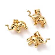 Brass Charms, Long-Lasting Plated, Elephant, Real 18K Gold Plated, 10.5x17x9.5mm, Hole: 4x3.5mm(KK-G399-33)