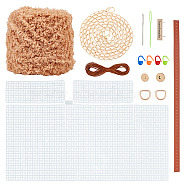 DIY Bag Making Kit, Including with PU Leather Bag Straps, Iron Chain Strap & Needles & Tag & D-rings & Clasps, Waxed/Wool Cord and Plastic Grids & Needles, Peru, 40x24.7x0.15cm, Hole: 4x4mm(DIY-WH0001-29A)