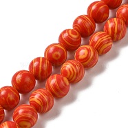 Synthetic Malachite Dyed Beads Strands, Round, Orange Red, 8mm, Hole: 1.2mm, about 47~48pcs/strand, 14.96''~15.16''(38~38.5cm)(G-P507-02A-02)