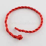 Braided Handmade Nylon Bracelet Cord, Red, 190~200x3mm(BJEW-R257-01)