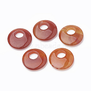 Natural Carnelian Pendants, Dyed, Flat Round, 28x6mm, Hole: 10mm(G-S330-35)