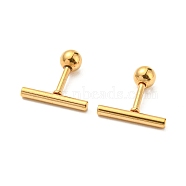 Ion Plating(IP) 304 Stainless Steel Stud Earrings, Column, Golden, 12x2mm(EJEW-Z034-04C-G)