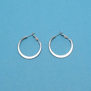 Alloy Flat Huggie Hoop Earrings with Silver Pin for Women, Silver, 30.5x36.5x5.5mm, Pin: 0.7mm(EJEW-TAC0015-01S)