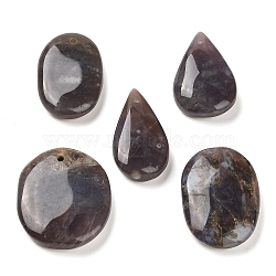 Natural Purple Agate Pendants, Teardrop/Oval Charms, 36~38.5x20.5~33x8.5~10mm, Hole: 2mm(G-M408-C02)