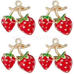 Brass Enamel Charms, Nickel Free, Strawberry, Red, 11x11.5x4.5mm, Hole: 0.9mm, 10pcs/box(KK-BBC0012-37)