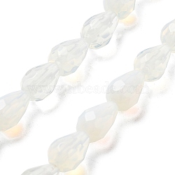 Opalite Beads Strands, Faceted Teardrop, 10x7mm, Hole: 1.2mm, about 20pcs/strand, 7.87''(20cm)(G-P520-B12-01)