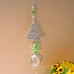 Teardrop Glass Suncatchers, Christmas Tree Hanging Ornaments, Rainbow Maker, for Garden & Home Decoration, Lime Green, 350x45mm(PW-WGE387E-01)