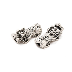 Tibetan Style Alloy Beads, Skeleton, Antique Silver, 17x6.5x7.5mm, Hole: 2.5mm(FIND-Z063-26AS)