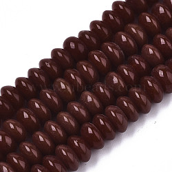 Opaque Solid Color Glass Beads Strands, Rondelle, Coconut Brown, 8.5x5mm, Hole: 1.2mm, about 91~95pcs/strand, 15-3/4 inch~16-1/8 inch(40~41cm)(X-GLAA-R217-02-A01)