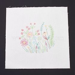 DIY Embroidery Fabric with Eliminable Pattern, Embroidery Cloth, Square, Flower Pattern, 28x27.6x0.05cm(DIY-P032-C08)