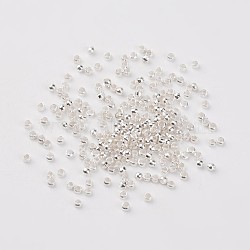 Brass Crimp Beads, Rondelle, Silver Color, about 2mm in diameter, 1.2mm long, hole: 1.2mm(E002-S)