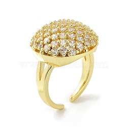 Brass with Cubic Zirconia Open Cuff Rings for Women, Real 18K Gold Plated, 7~25mm, Inner Diameter: 22.5mm(RJEW-A035-13G)