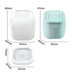 DIY Silicone Storage Molds, Resin Casting Molds, Clay Craft Mold Tools, White, Rectangle, 84~85x84~85x13~82mm(SIMO-P008-11B)