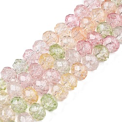 Transparent Glass Beads Strands, Faceted(32 Facets), Rondelle<P>Please Note: Because these beads are made in different batches, the color could be slightly different from one batch of beads to the next, Colorful, 4x3.5mm, Hole: 0.8mm, about 115~120pcs/strand, 16.54~17.4''(42~43.5cm)(GLAA-T023-4mm-A14)