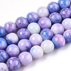 Opaque Crackle Glass Round Beads Strands, Imitation Stones, Round, Cornflower Blue, 10mm, Hole: 1.5mm, about 80pcs/strand, 30.31~31.10 inch(77~79cm)(GLAA-T031-10mm-01T)