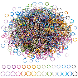 Elite 1500Pcs 30 Styles Aluminum Wire Open Jump Rings, Round Ring, Mixed Color, 18 Gauge, 8~10x1.0mm, about 50pcs/style(ALUM-PH0001-11)