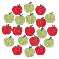 20Pcs 2 Colors Apple Shape Cloth Embroidery Applqiues, Iron on/Sew on Patches, Costume Ornament Accessories, Mixed Color, 31x29x1.5mm, 10pcs/color(PATC-CA0001-13)