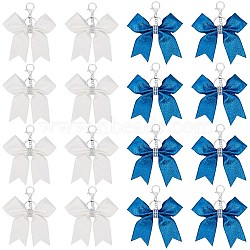16Pcs 2 Colors PU Leather Pendant Decorations, with Alloy Findings, Bowknot, Mixed Color, 126mm, 8pcs/color(AJEW-BBC0002-20)