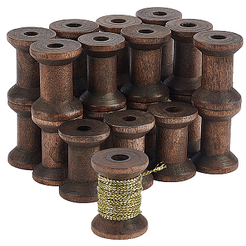 Wooden Empty Spools for Wire, Thread Bobbins, Coconut Brown, 3x2.1~2.15cm