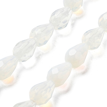 Opalite Beads Strands, Faceted Teardrop, 10x7mm, Hole: 1.2mm, about 20pcs/strand, 7.87''(20cm)