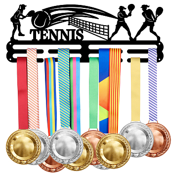 Sports Theme Iron Medal Hanger Holder Display Wall Rack, with Screws, Tennis Pattern, 150x400mm