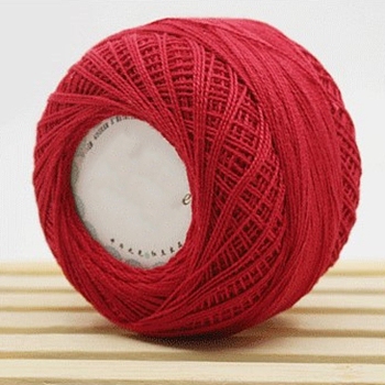 45g Cotton Size 8 Crochet Threads, Embroidery Floss, Yarn for Lace Hand Knitting, Dark Red, 1mm