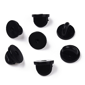 Silicone Brooch Findings, Rubber Pin Backs Comfort Fit Tie Tack, Black, 10x8mm, Hole: 1mm