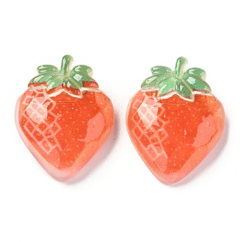 Transparent Resin Decoden Cabochons, Strawberry, Orange Red, 21.5x17x7mm