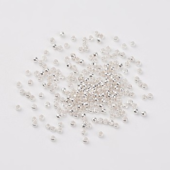 Brass Crimp Beads, Rondelle, Silver Color, about 2mm in diameter, 1.2mm long, hole: 1.2mm