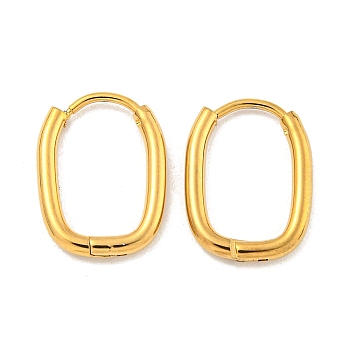 202 Stainless Steel Huggie Hoop Earrings, with 304 Stainless Steel Pins for Women, Golden, Oval, 17x2mm