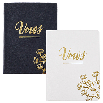 Imitation Leather Wedding Guestbooks Notepad with Gold Foil, for Wedding Decoration, Rectangle with Flower, Mixed Color, 133x99x3mm, 2 books/set