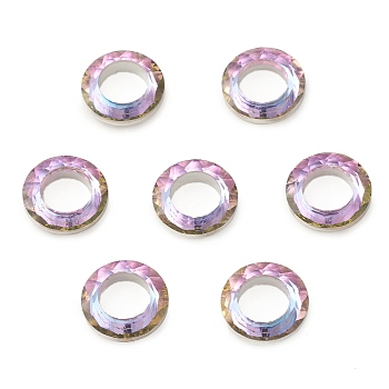 Electroplate Glass Linking Rings, Crystal Cosmic Ring, Prism Ring, Faceted, Back Plated, Round Ring, Plum, 14x4mm, Inner Diameter: 8.5mm