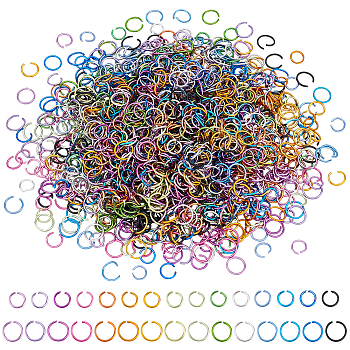 Elite 1500Pcs 30 Styles Aluminum Wire Open Jump Rings, Round Ring, Mixed Color, 18 Gauge, 8~10x1.0mm, about 50pcs/style